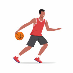 Naklejka premium Basketball Player Dribbling Ball
