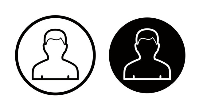 Two circular user profile icons with white and black silhouettes for UI design.