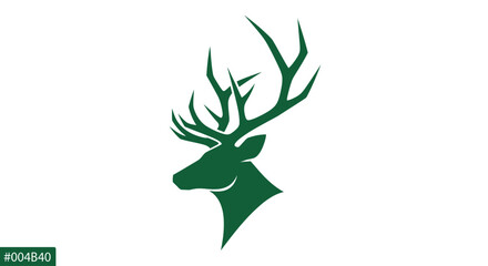 Deer head with large antlers profile. © Amjad