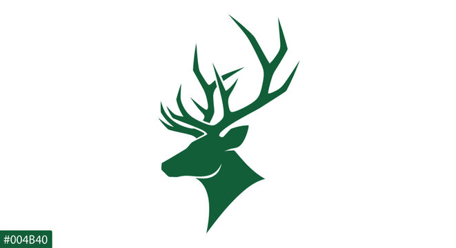 Deer head with large antlers profile.