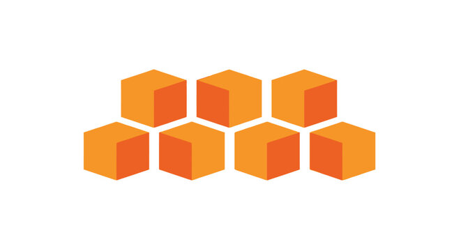 Group of orange 3D cubes together.