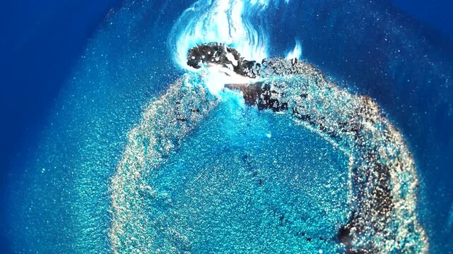 Turquoise Abstract Fluid Texture with Shimmering Cellular Patterns in 4K. Beautiful turquoise fluid art composition featuring organic cellular structures, shimmering reflections, and flowing liquid te