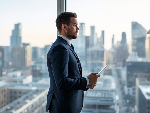 businessman with tablet