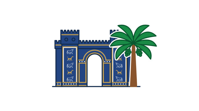 Ishtar Gate Ancient Babylon Landmark Palm Tree Icon