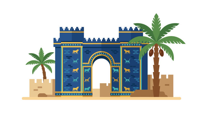 Ishtar Gate Ancient Babylon illustration
