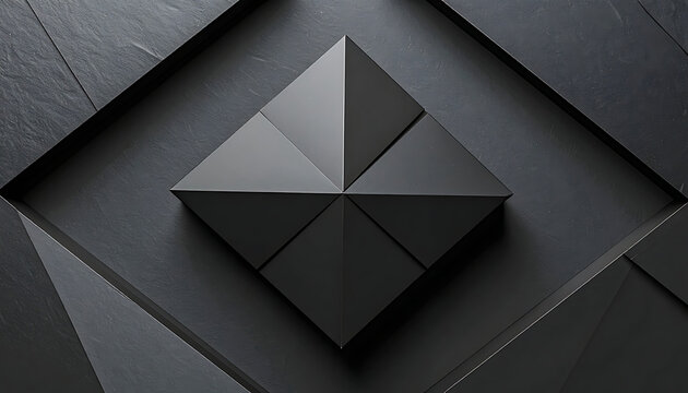 Geometric abstract dark background with a central diamond shape, sharp edges, modern design, luxury aesthetic, sophisticated luxury template