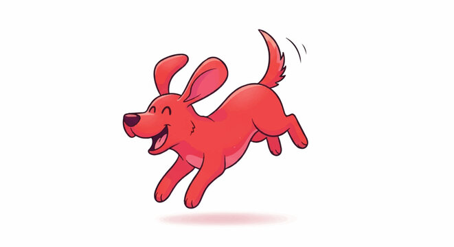 Happy Red Dog Running Joyfully with Ears Flopping.