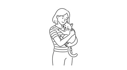 Young woman affectionately holding a cat in her arms, illustrating the bond between humans and pets