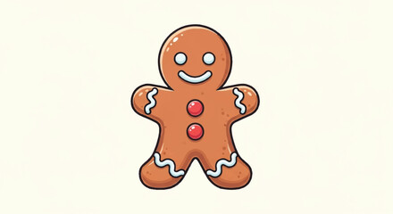 Obraz premium Cute Gingerbread Man Cookie Illustration.
