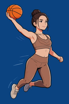 Female Athlete Performing Basketball Layup in Action