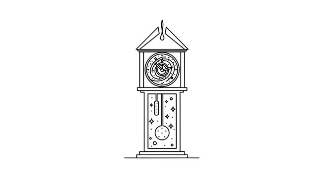 Vintage Grandfather Clock Illustration - Antique Timepiece with Pendulum