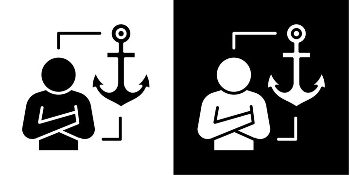 Leadership Anchor  Icon Set White Glyph Style Collection
