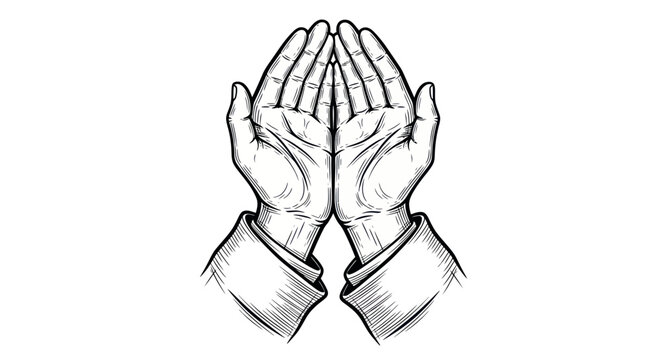 Hands together in prayer gesture.