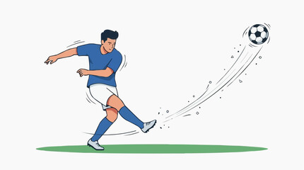 Fototapeta premium Soccer Player Taking a Rabona Cross Pass on Green Field, Dynamic Action Sports Illustration for Coaching, Tactics, and Match Analytics