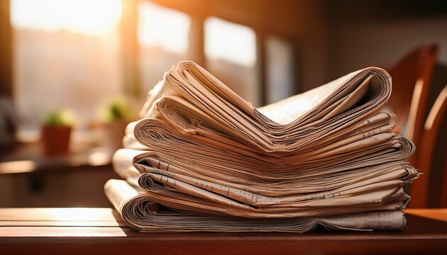 stack of newspapers in warm tones a glimpse into timeless stories and daily chronicles