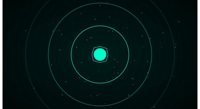 Digital radar interface with pulsing cyan signal and animation