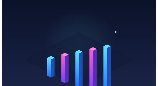 Isometric 3 d bar chart growth animation with moving animation