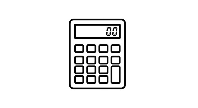 Simple outline of a calculator with digital display showing 00