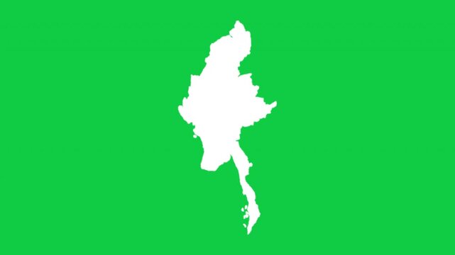 Myanmar wiggle animation map loop green background