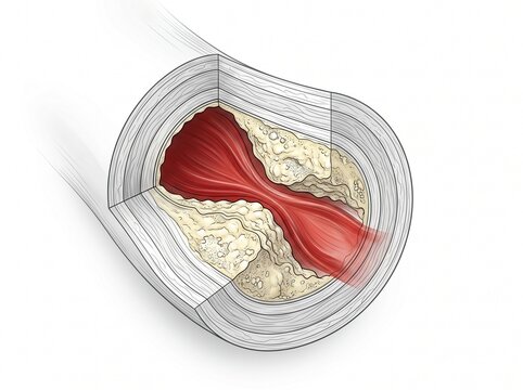Calcified Artery Plaque Medical Line Art Vascular Disease Illustration