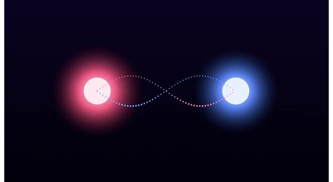 Red and blue glowing spheres with infinity loop motion animation