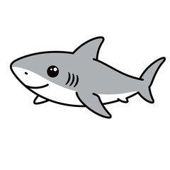 Fototapeta premium Great White Shark Silhouette Vector Icon Isolated on White Background, Marine Predator Logo Design, Ocean Wildlife Illustration