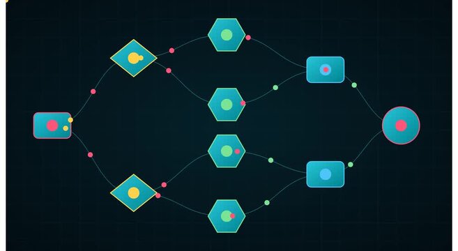 Data flow network animation: digital process and animation