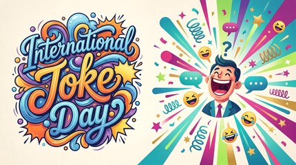 Fototapeta premium International Joke Day colorful celebration.