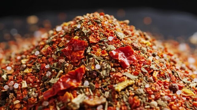 Closeup Macro Shot of a Pile of Spicy Seasoning Mix.