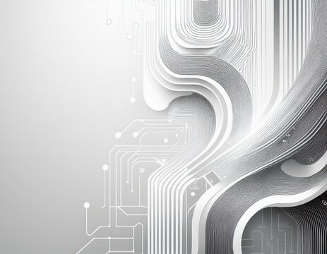 clean abstract background with futuristic white circuit pattern minimal technology concept showing line and connection perfect for modern and simple designs with copy space