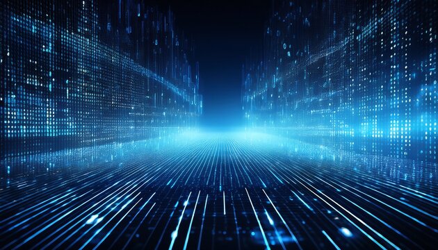 abstract blue binary code background a visual representation of digital data and technology