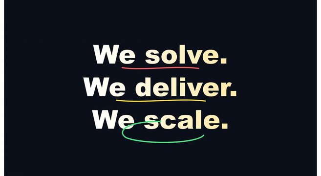 We solve, deliver, scale: corporate growth motion animation