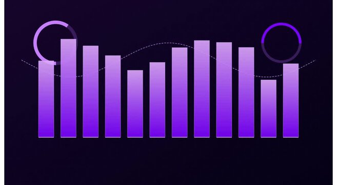 Animated purple bar graph hud with circular data animation