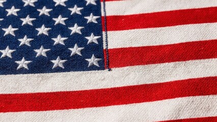 Obraz premium American Flag Fabric Close Up