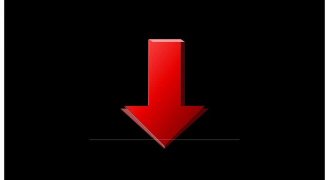 Red downward arrow motion on animation black background