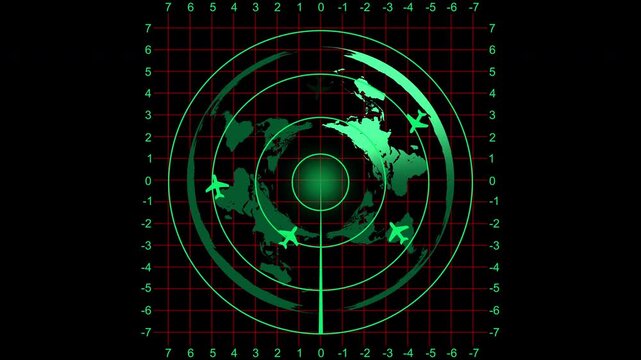 Radar monitoring plane animation screen with Alpha Matte