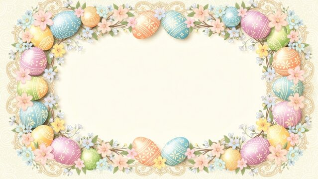Easter Egg Frame with Flowers