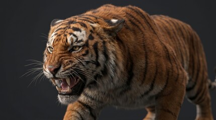 Obraz premium Fierce Bengal Tiger in a Mid-Roar Action Pose