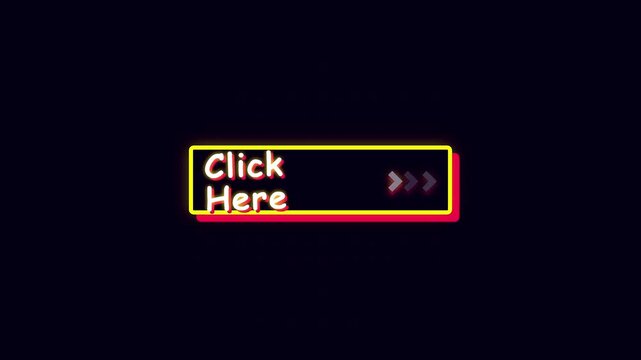Glowing yellow and red click here button with moving arrows