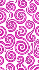 Fototapeta premium Swirling pink patterns on white background. Bold retro style graphic design elements. Playful, energetic curves create a vibrant and funky abstract aesthetic for decor or digital use.