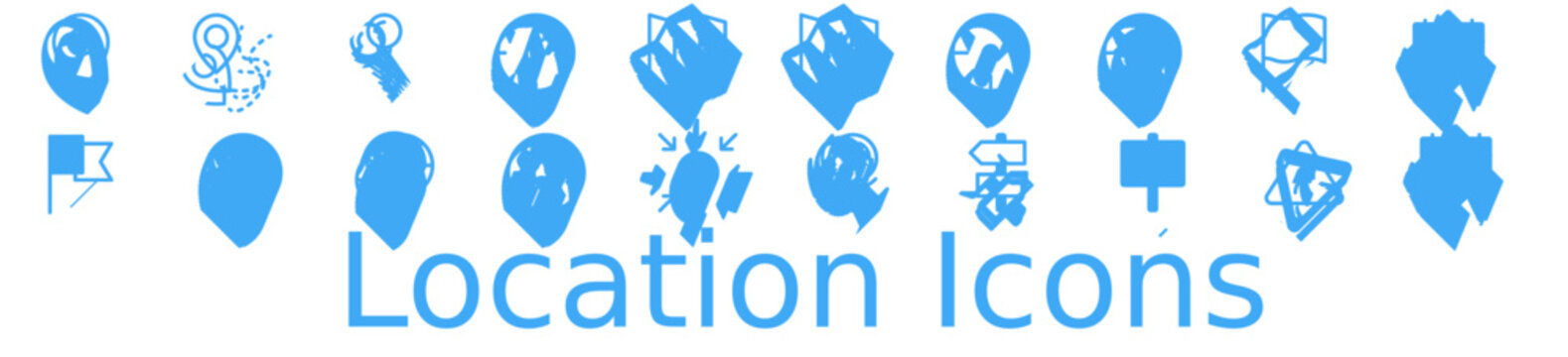 Location Icons Set Blue Symbols Map Markers Navigation