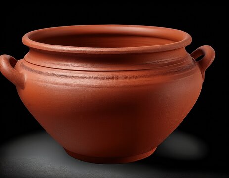 traditional handmade terracotta clay pot or ceramic vessel png with alpha channel for kitchenware graphics