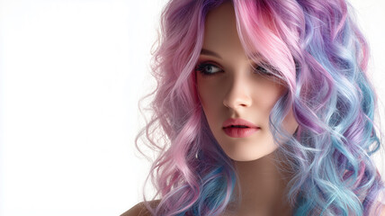 Fototapeta premium Trendy and colorful hairstyle with hair color gradation.