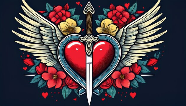 tattoo tattoo design traditional tattoo traditional tattoo design dagger through heart with flowers and banner