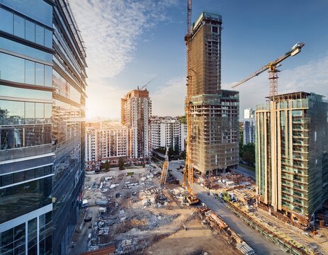 hotel construction site in the city center hotel construction site city center urban building project