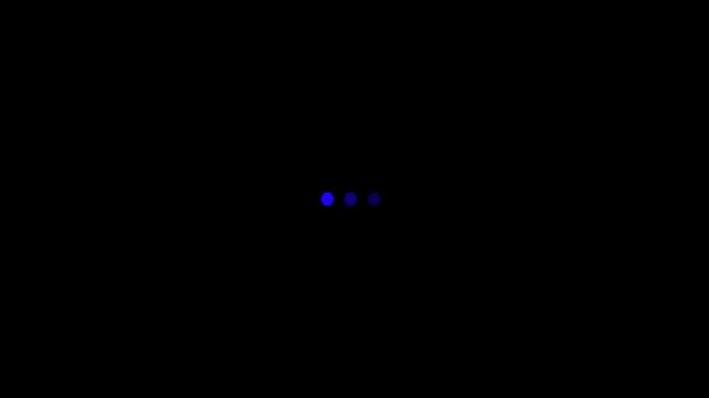 Interface indicator shows four glowing blue squares aligned in a horizontal row on a dark background representing status updates or connection progress for a sophisticated software data tracking.