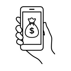 スマホを持つ手のラインアイコン　お金（＄） ©  KYOKO HATANAKA