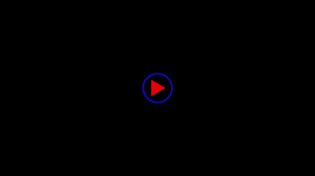 Play button icon rendered in a vivid red circle sits isolated against a dark backdrop to function as a visual command for launching video playback within a modern digital user interface system.