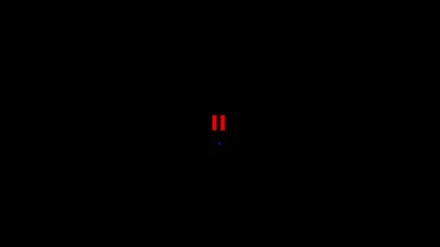 Pause symbol rendered in a striking red color glows against a deep black void to signify a temporary halt in media playback or a strategic break in digital operations for user interface navigation.