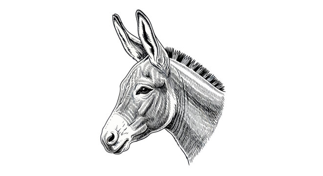 Donkey Head Portrait Animal Closeup.